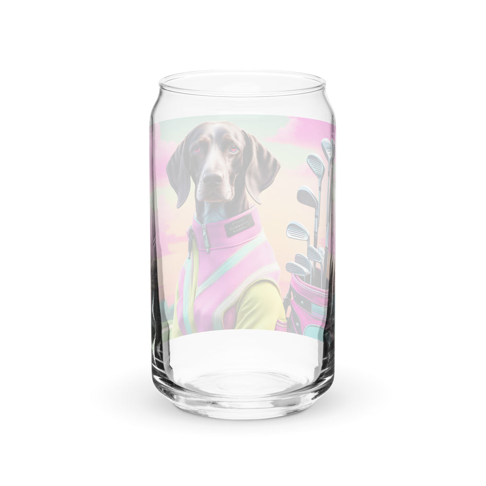 German Shorthaired Pointer Golfer- Can-Shaped Glass v3