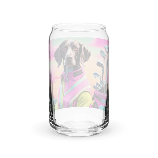 German Shorthaired Pointer Golfer- Can-Shaped Glass v3