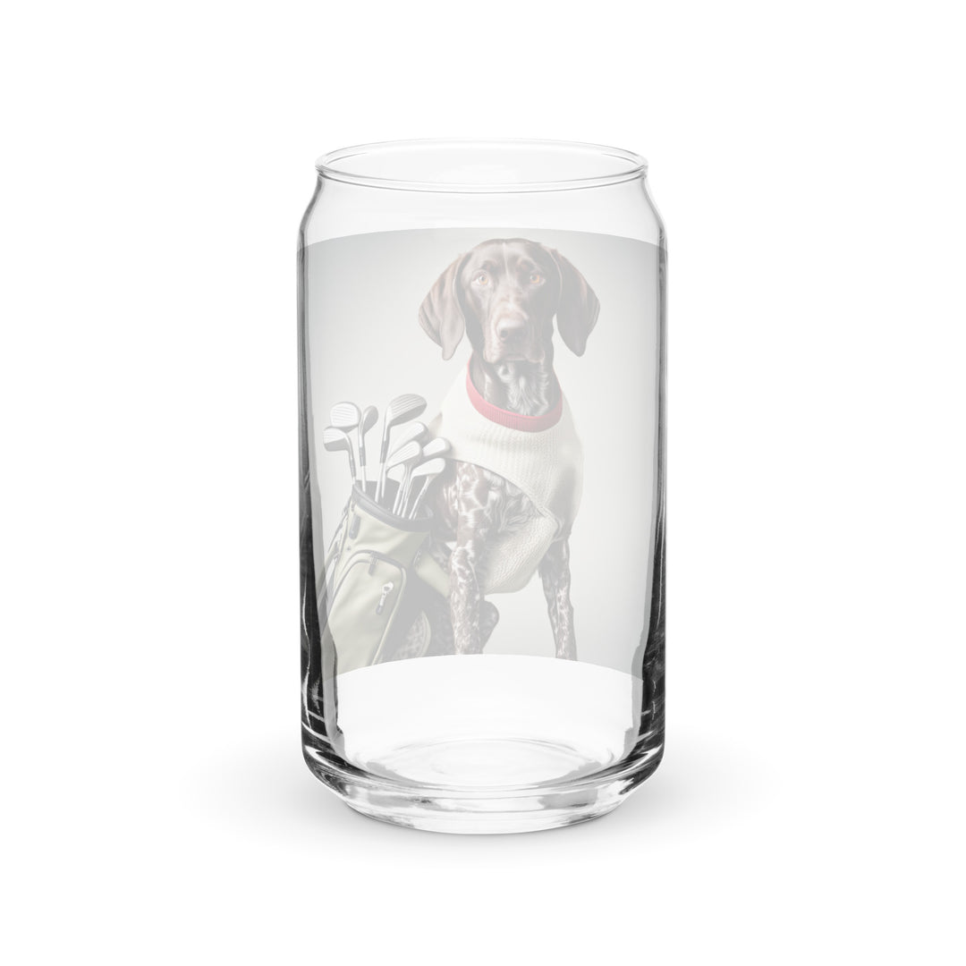 German Shorthaired Pointer Golfer- Can-Shaped Glass v4