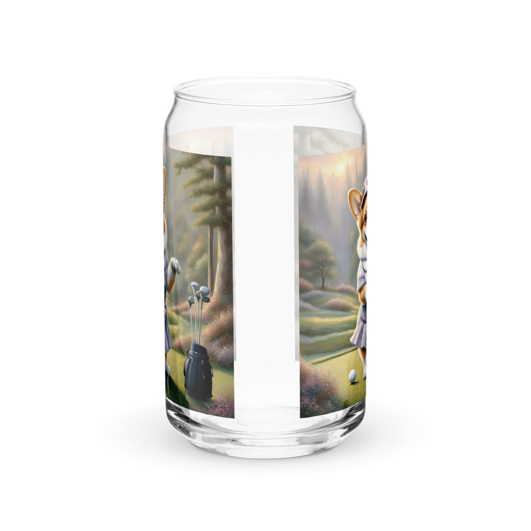 Pembroke Welsh Corgi Golfer- Can-shaped glass v2