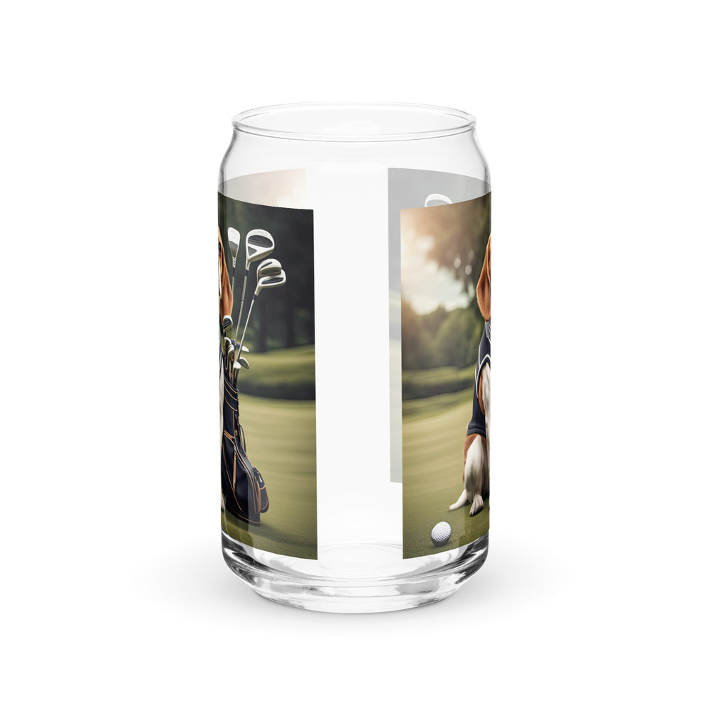 Beagle Golfer- Can-shaped glass