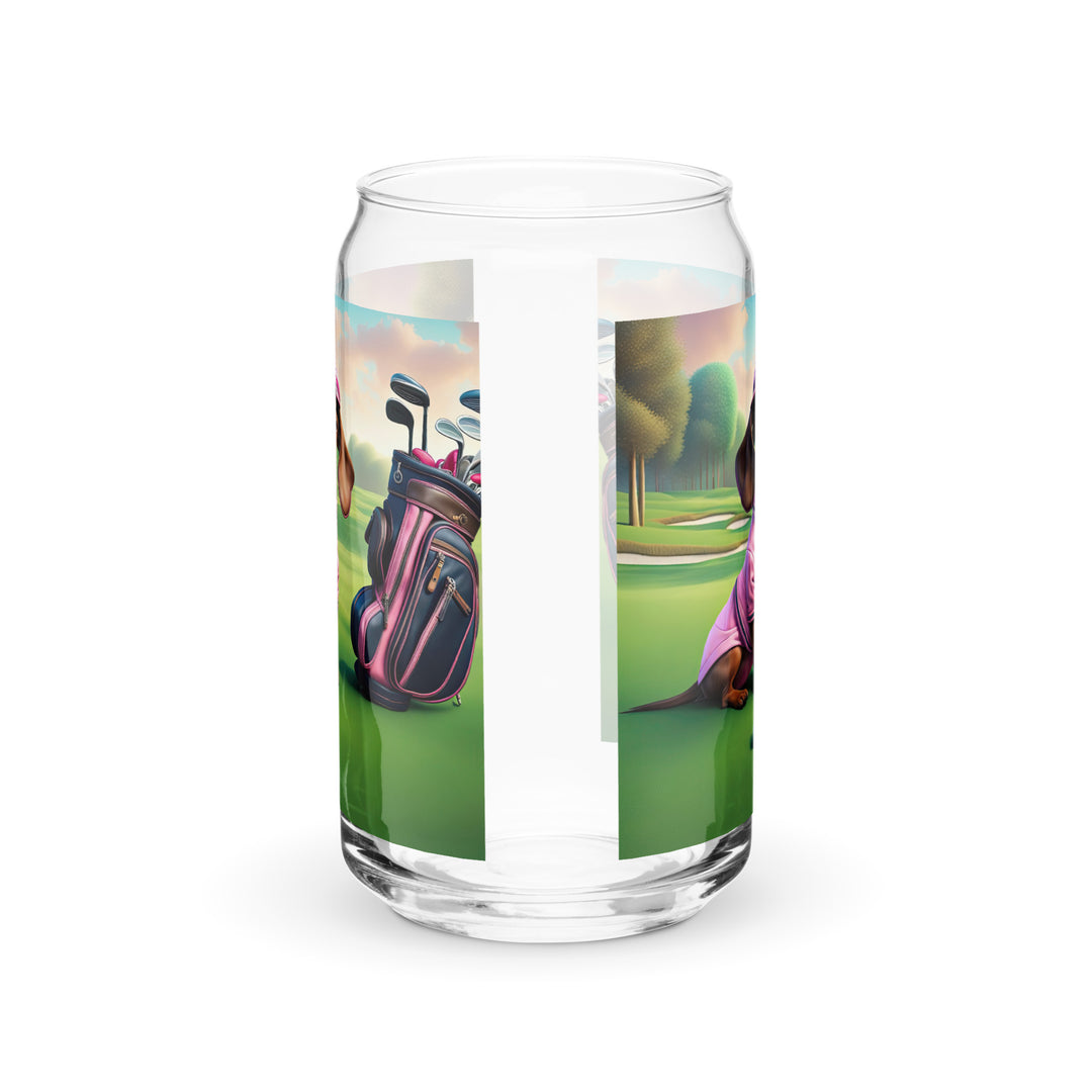 Dachshund Golfer- Can-shaped glass v2