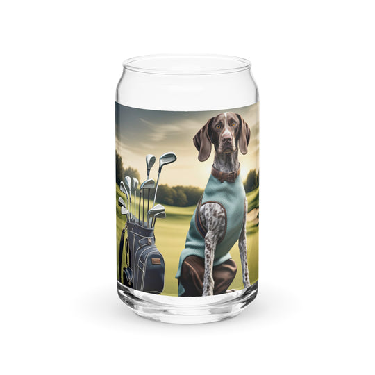 German Shorthaired Pointer Golfer- Can-Shaped Glass v2