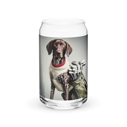 German Shorthaired Pointer Golfer- Can-Shaped Glass v4