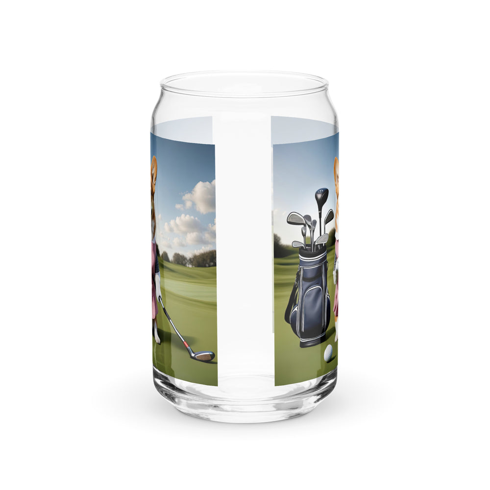 Pembroke Welsh Corgi Golfer- Can-shaped glass v5