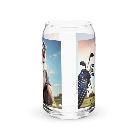 Australian Shepherd Golfer- Can-shaped glass