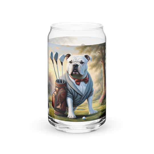 Bulldog Golfer- Can-shaped glass v4