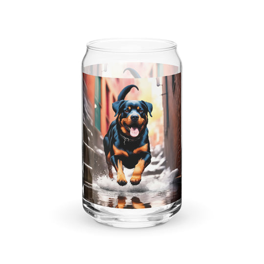 Rottweiler Golfer- Can-shaped glass