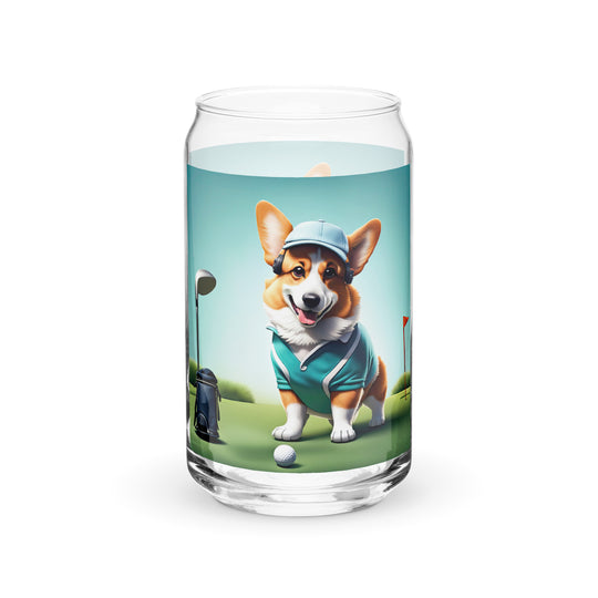 Pembroke Welsh Corgi Golfer- Can-shaped glass