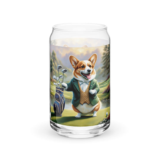 Pembroke Welsh Corgi Golfer- Can-shaped glass v4