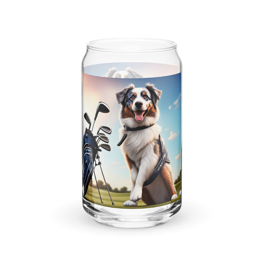 Australian Shepherd Golfer- Can-shaped glass