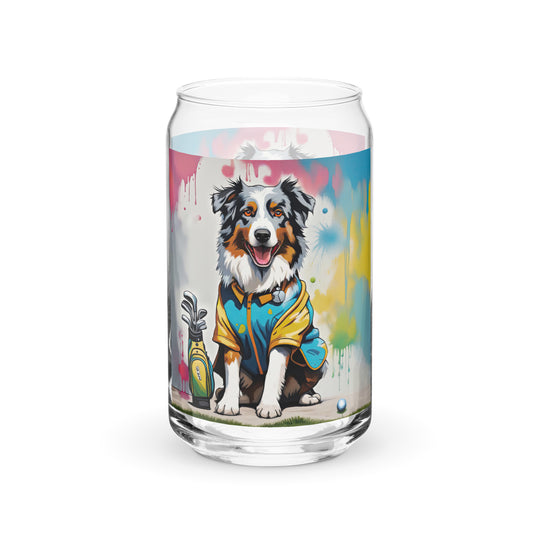 Australian Shepherd Golfer- Can-shaped glass v3