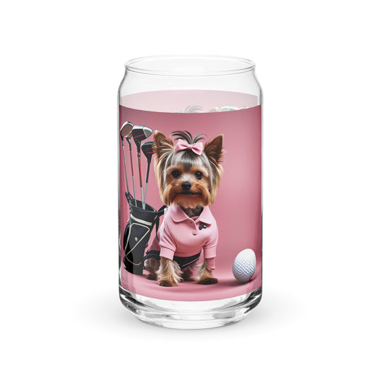 Yorkshire Terrier Golfer- Can-shaped glass