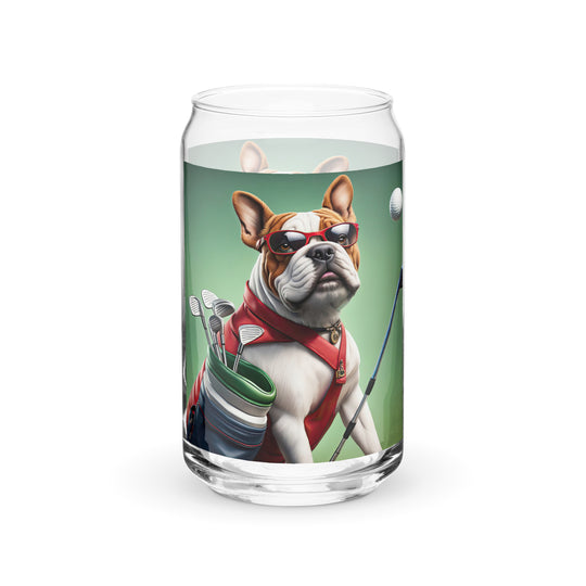 Bulldog Golfer- Can-shaped glass v2