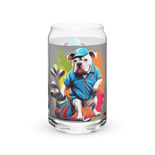 Bulldog Golfer- Can-shaped glass v3