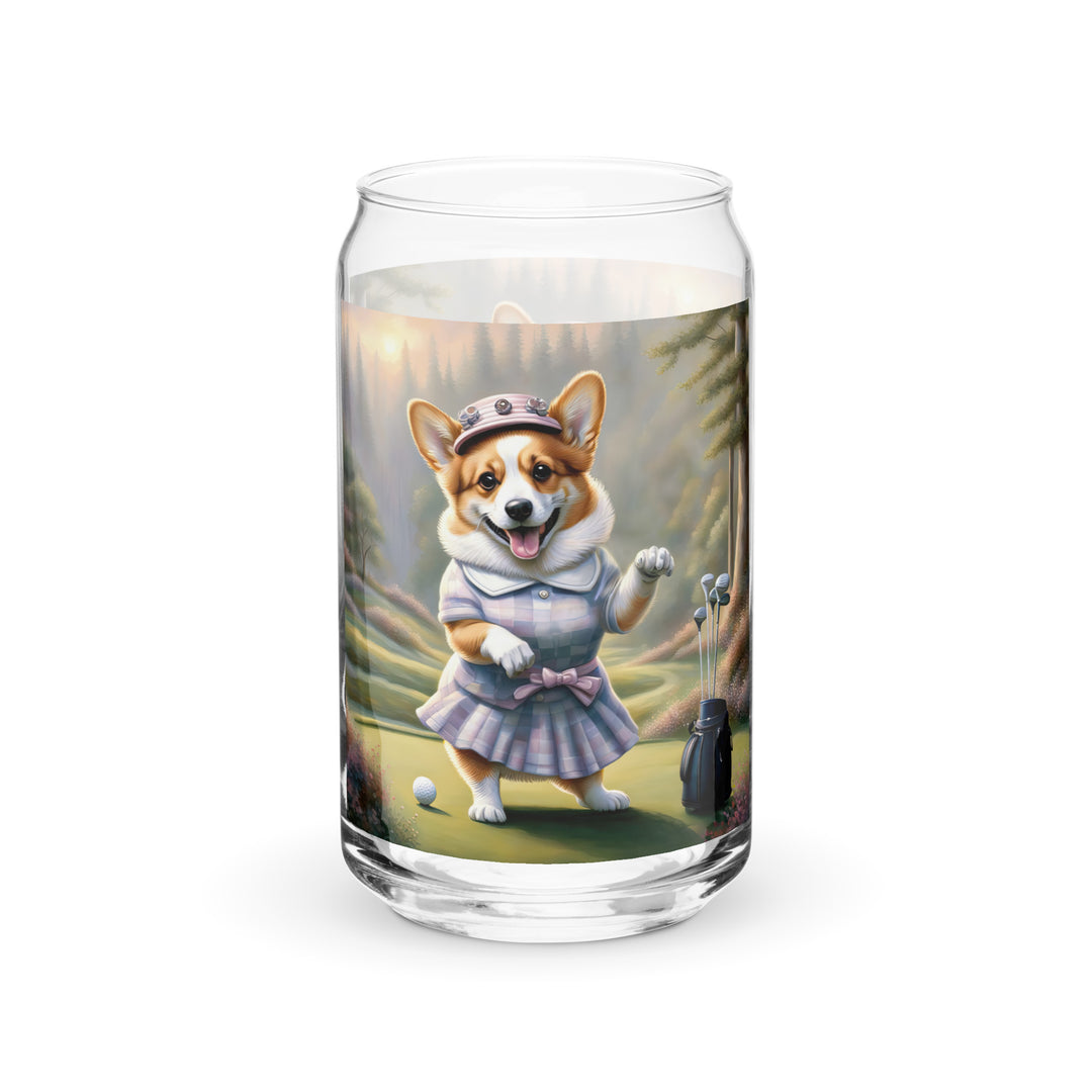 Pembroke Welsh Corgi Golfer- Can-shaped glass v2