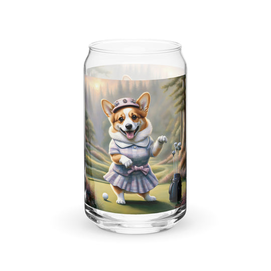 Pembroke Welsh Corgi Golfer- Can-shaped glass v2