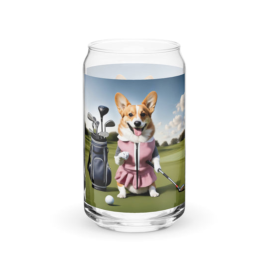 Pembroke Welsh Corgi Golfer- Can-shaped glass v5