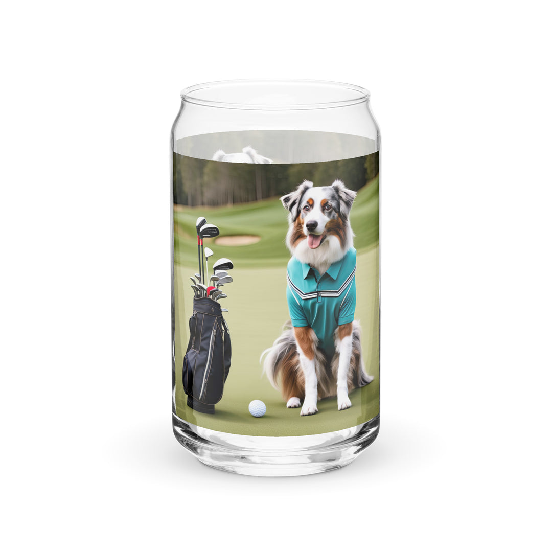 Australian Shepherd Golfer- Can-shaped glass v4