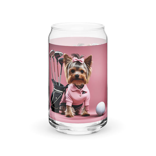 Yorkshire Terrier Golfer- Can-shaped glass