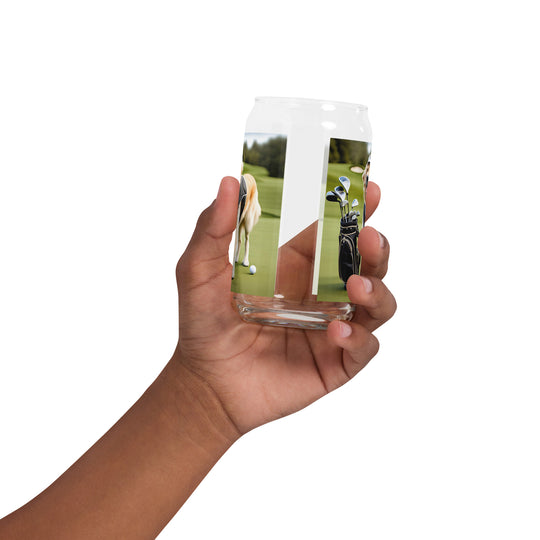 Golden Retriever Golfer- Can-shaped glass v3