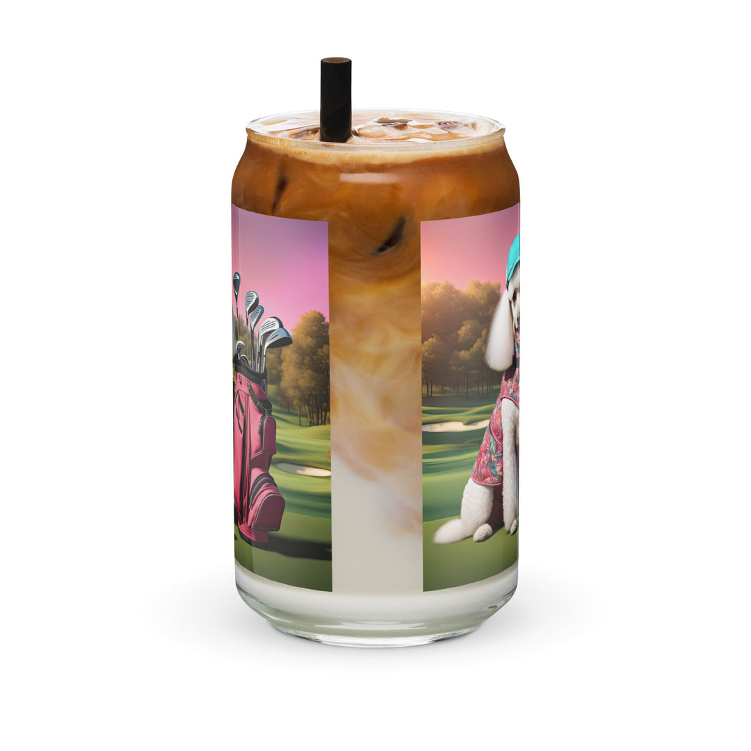 Poodle Golfer- Can-shaped glass v5