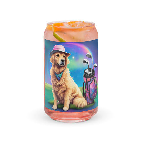 Golden Retriever Golfer- Can-shaped glass v2