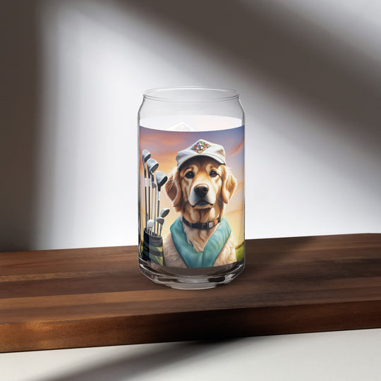 Golden Retriever Golfer- Can-shaped glass v4