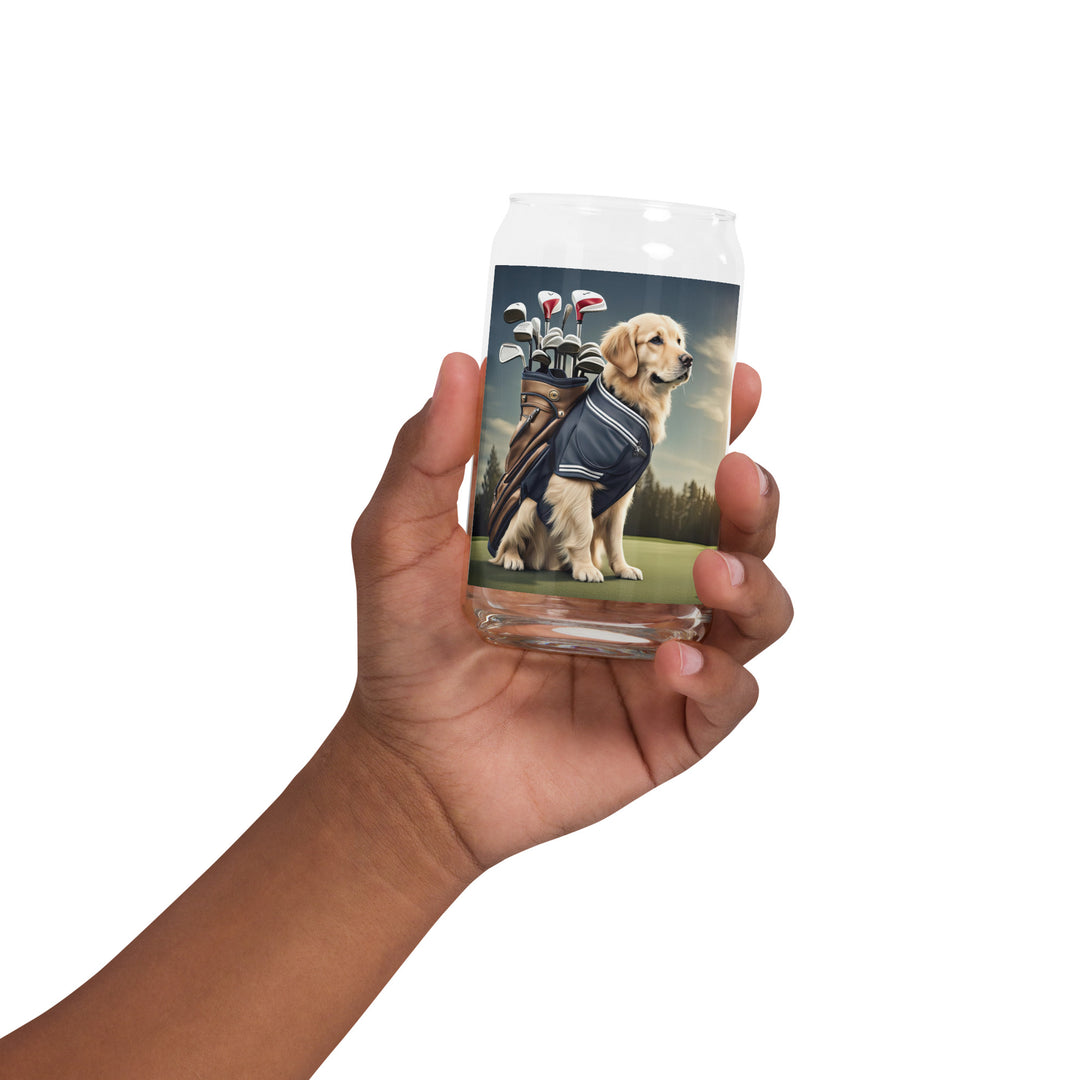 Golden Retriever Golfer- Can-shaped glass v5