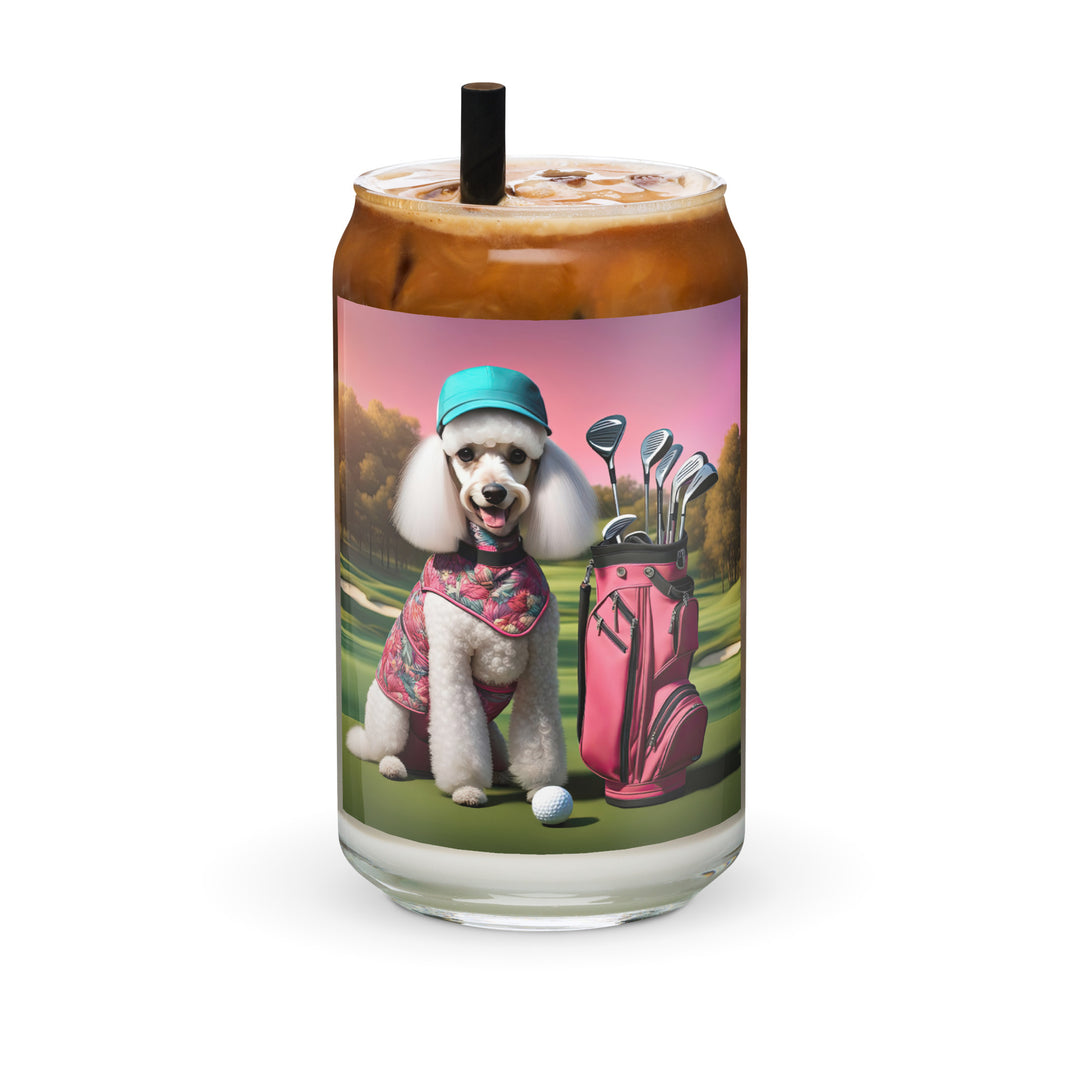 Poodle Golfer- Can-shaped glass v5