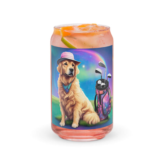 Golden Retriever Golfer- Can-shaped glass v2