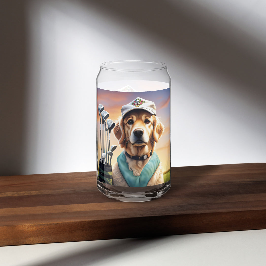 Golden Retriever Golfer- Can-shaped glass v4