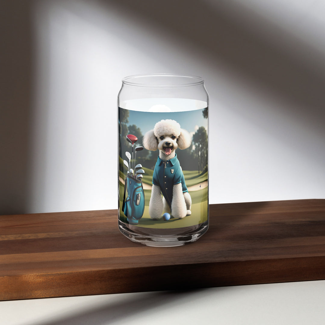 Poodle Golfer- Can-shaped glass