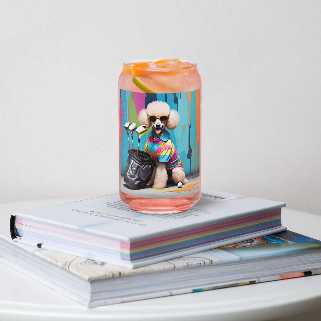 Poodle Golfer- Can-shaped glass v4