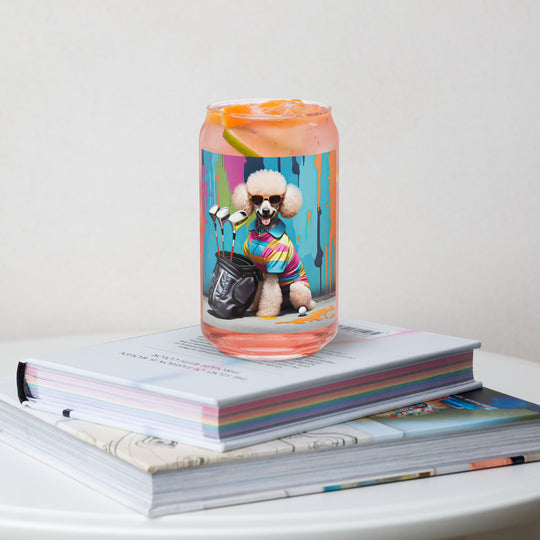 Poodle Golfer- Can-shaped glass v4