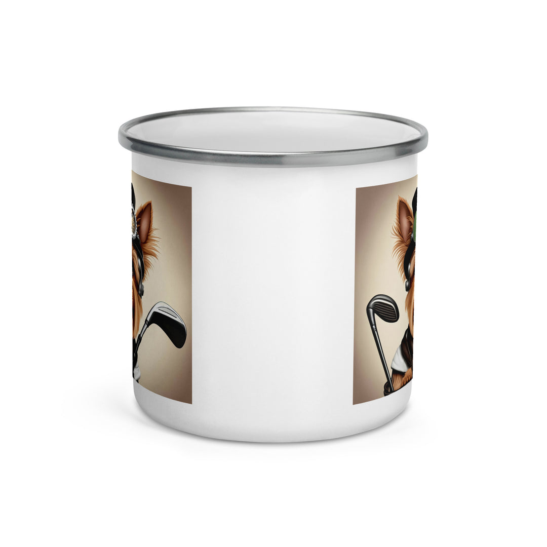 Yorkshire Terrier Golfer- Enamel Mug v3