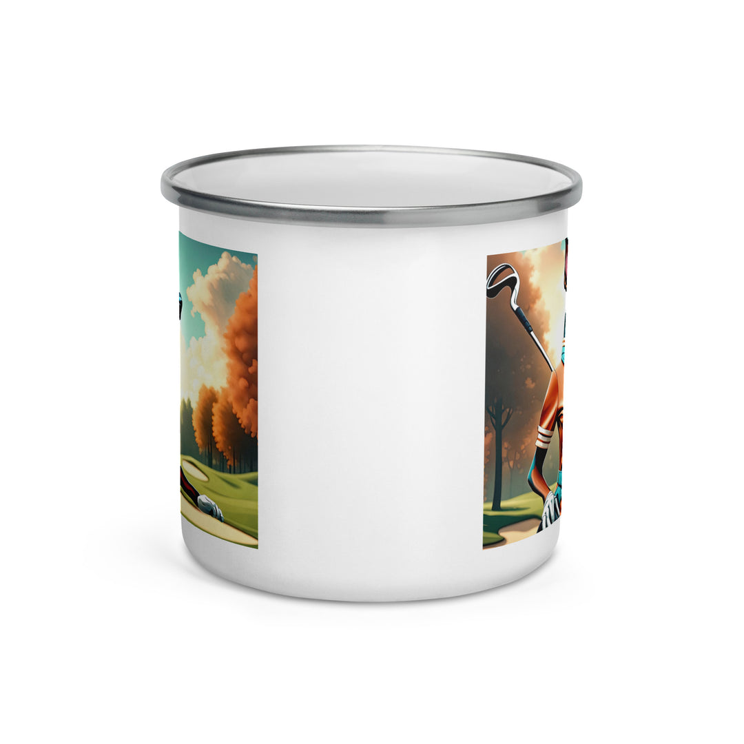 Doberman Pinscher Golfer- Enamel Mug