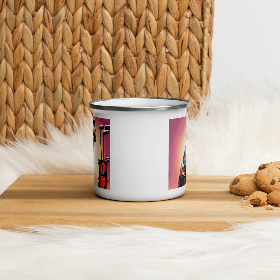 Bernedoodle Golfer- Enamel Mug v4