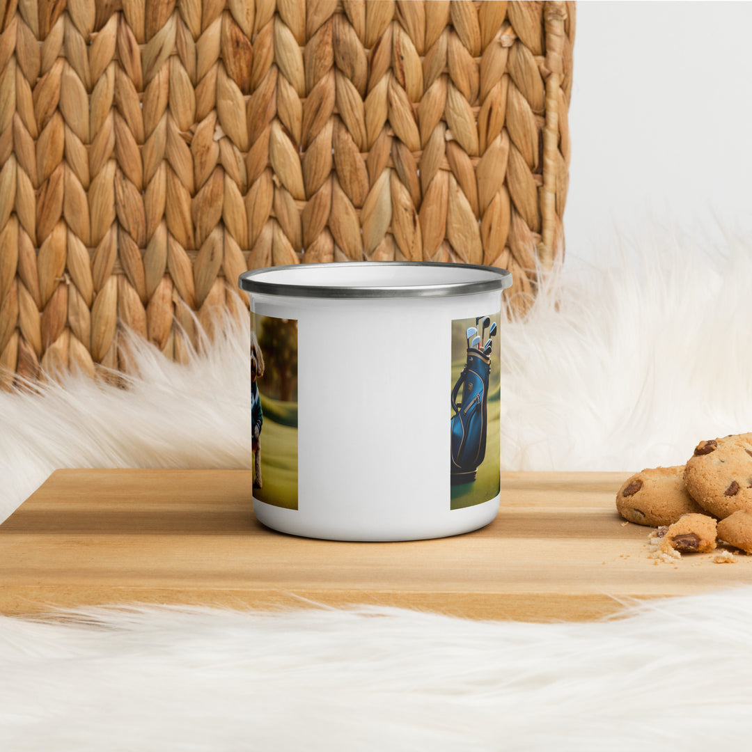 Cavapoo Golfer- Enamel Mug v3