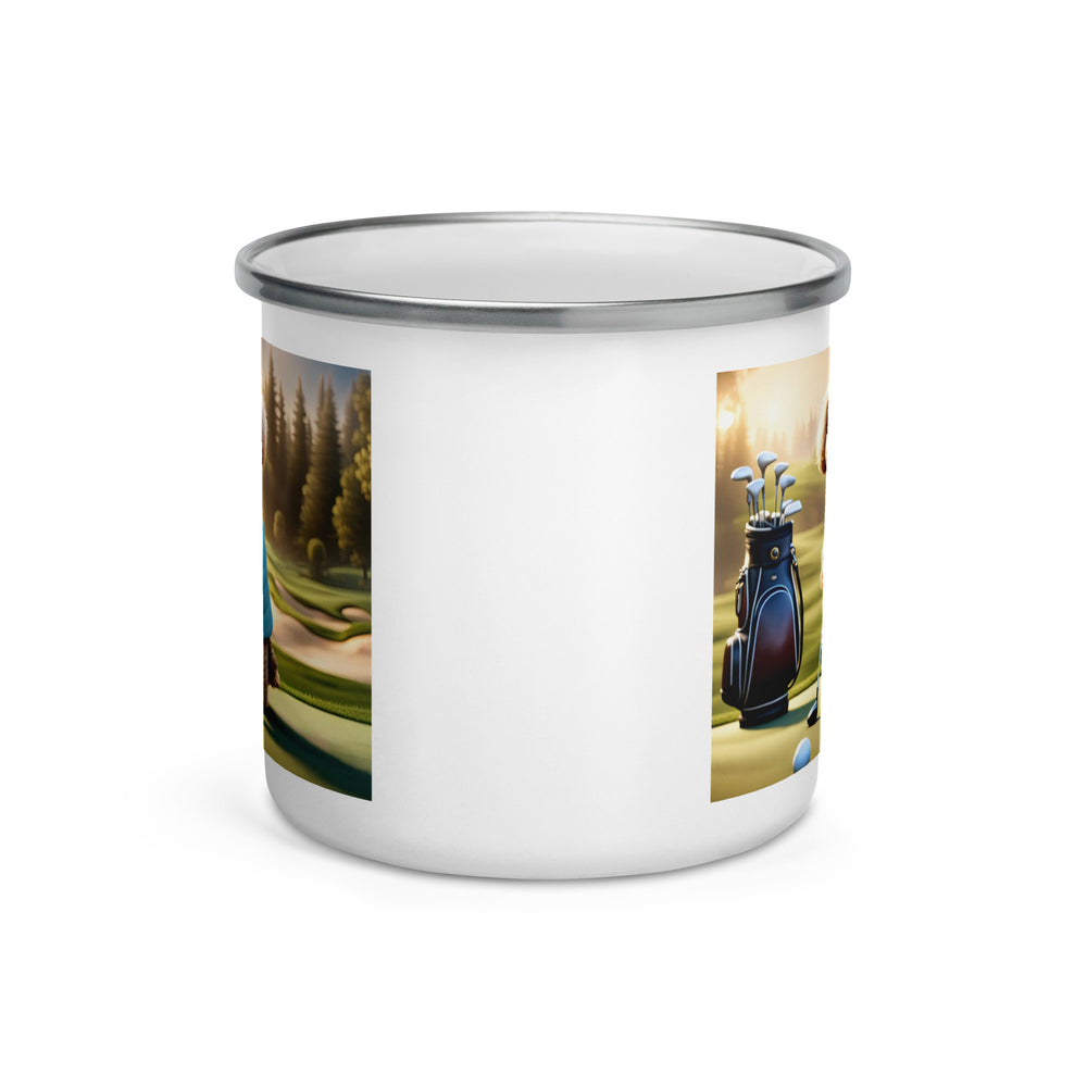 Cavapoo Golfer- Enamel Mug v5