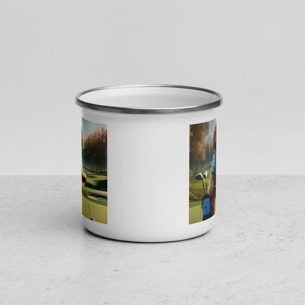 Cavapoo Golfer- Enamel Mug v7