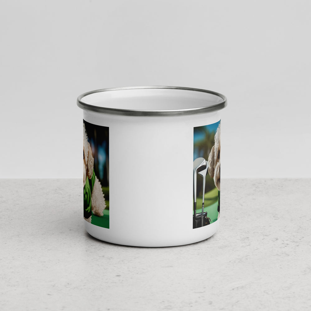 Maltipoo Golfer- Enamel Mug v5