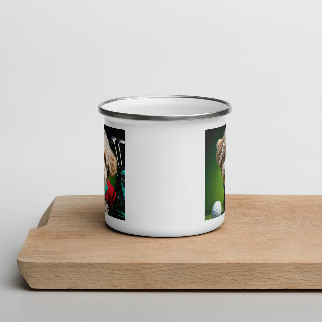 Maltipoo Golfer- Enamel Mug v9