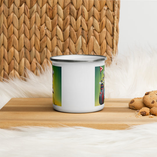 Morkie Golfer- Enamel Mug v4