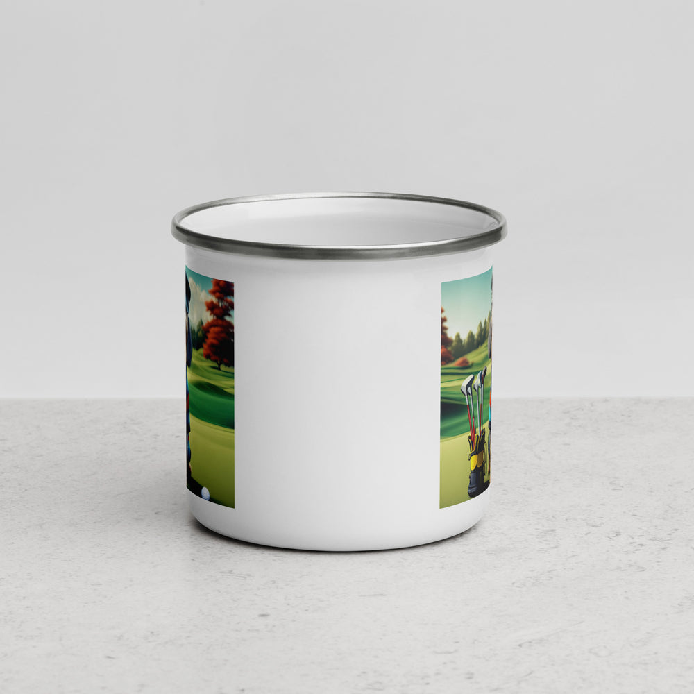 Yorkipoo Golfer- Enamel Mug v5