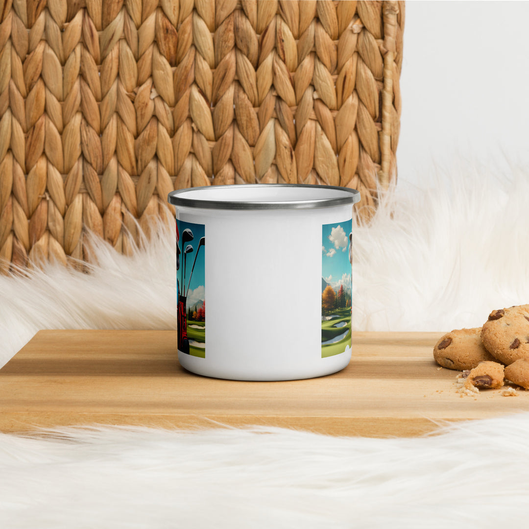 Yorkipoo Golfer- Enamel Mug v13