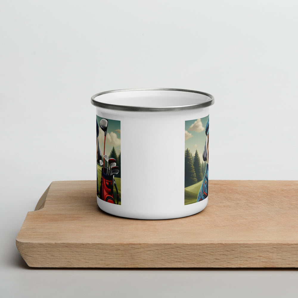 Yorkipoo Golfer- Enamel Mug v4