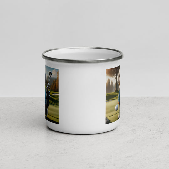 Pugapoo Golfer- Enamel Mug v4