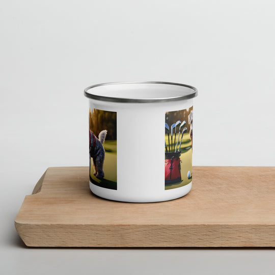 Schnoodle Golfer- Enamel Mug v10