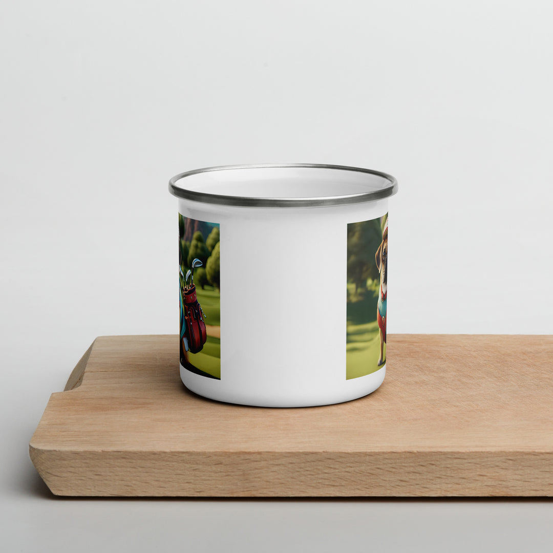 Puggle Golfer- Enamel Mug v5